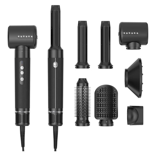 Trade Shop - Asciugacapelli Spazzola Phon Professionale Con Diffusore 7 In 1 Capelli Ricci Lisci -