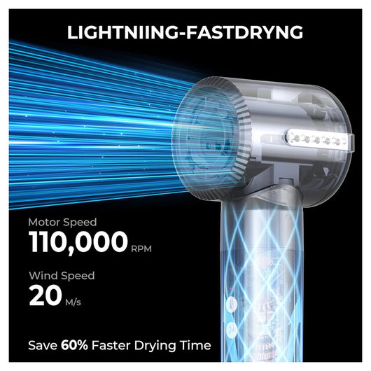 Trade Shop - Asciugacapelli Spazzola Phon Professionale Con Diffusore 7 In 1 Capelli Ricci Lisci -