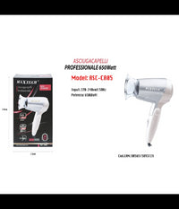 Asciugacapelli Viaggio 650w Richiudibile Beccuccio Di Precisione Phon Asc-ca05         