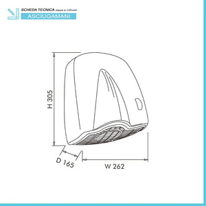 Asciugamani elettrico con motore a induzione 1850W in ABS cromato