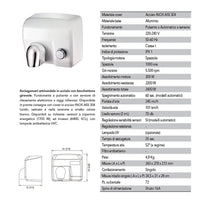 Asciugamani elettrico con pulsante 2400W in acciaio bianco