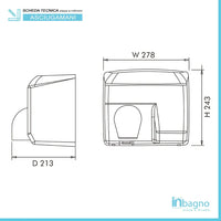 Asciugamani elettrico con sensore 2400W in acciaio bianco lucido