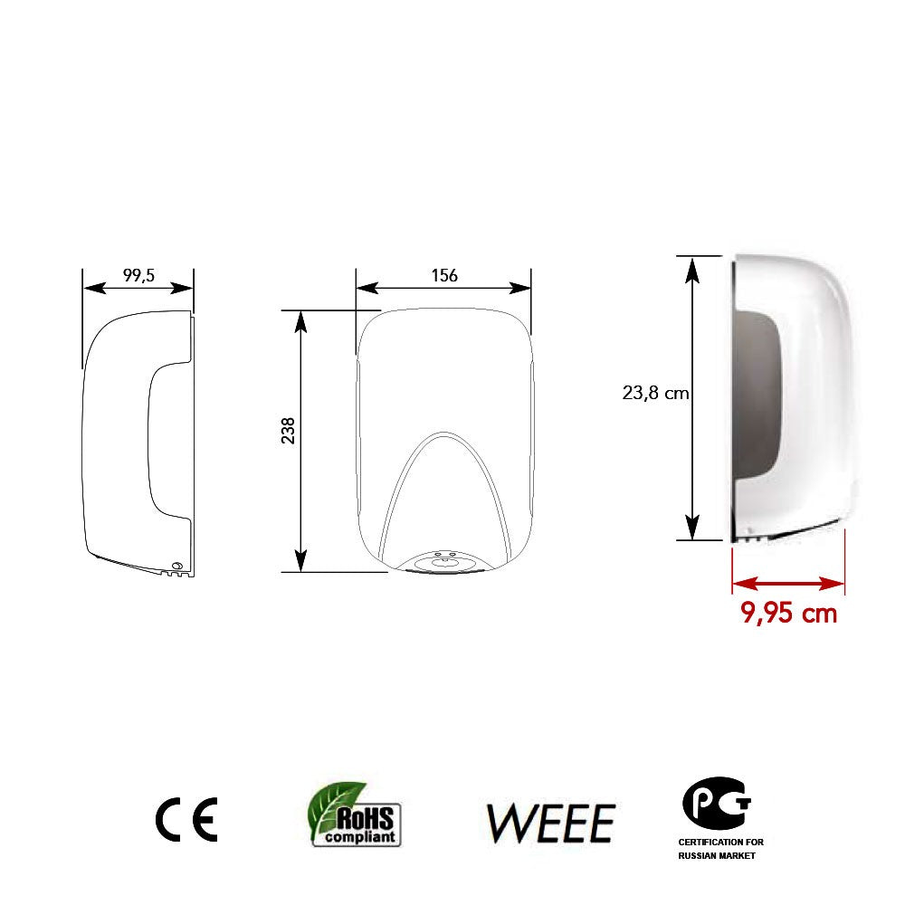 Asciugamani Elettrico Cromato 900 W Automatico