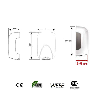 Asciugamani Elettrico Cromato 900 W Automatico