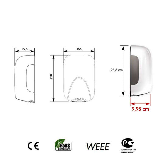Asciugamani Elettrico Cromato 900 W Automatico