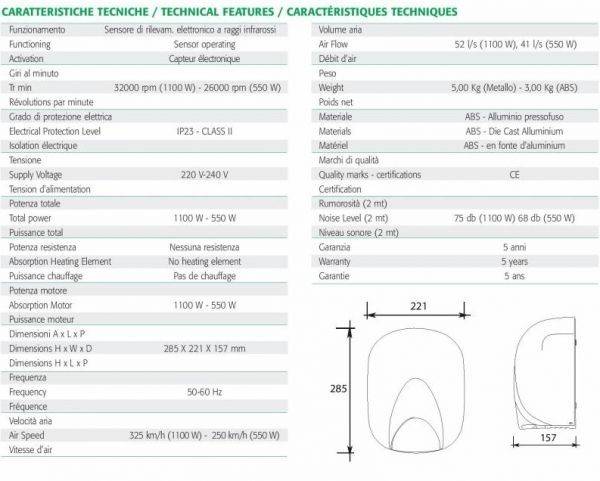 Asciugamani elettrico Ecostream abs 550 eco colore bianco - HDcasa