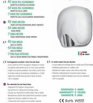 Asciugamani elettrico Ecostream abs 550 eco colore bianco - HDcasa