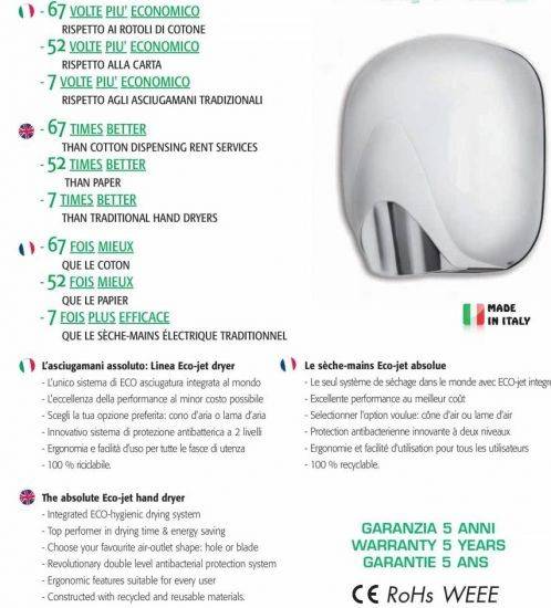 Asciugamani elettrico Ecostream abs 550 eco colore bianco - HDcasa