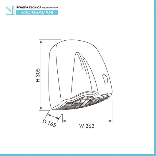 Asciugamani elettrico silenzioso con motore a induzione 1850W in ABS bianco