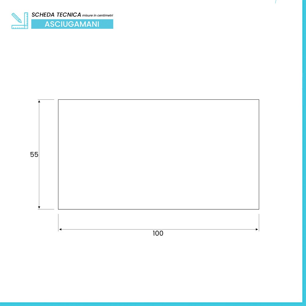 Asciugamani ospite per bagno 55x100 cm turchese cobalto in cotone 100%