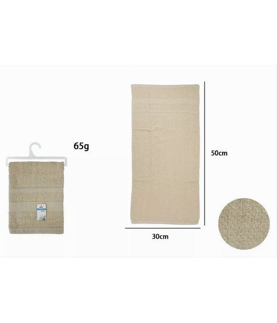Asciugamano Da Bagno Ospite In Cotone Morbida 30 X 50 Cm 65gr Colore Beige 79493         