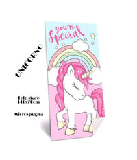 Telo Mare In Cotone Unicorni + Borsa Mare Coordinata Asciugamano Mare Piscina         