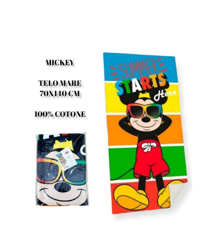 Telo Mare In Cotone Topolino Mickey Mouse Asciugamano Mare Piscina Bambini         