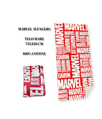Telo Mare In Cotone Marvel Avengers Rosso Asciugamano Mare Piscina Bambini         