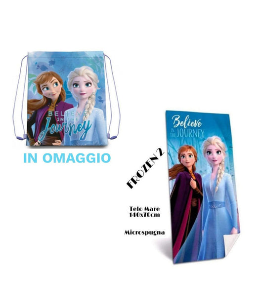 Telo Mare In Cotone Frozen 2 + Sacca In Omaggio Asciugamano Per Mare Piscina         