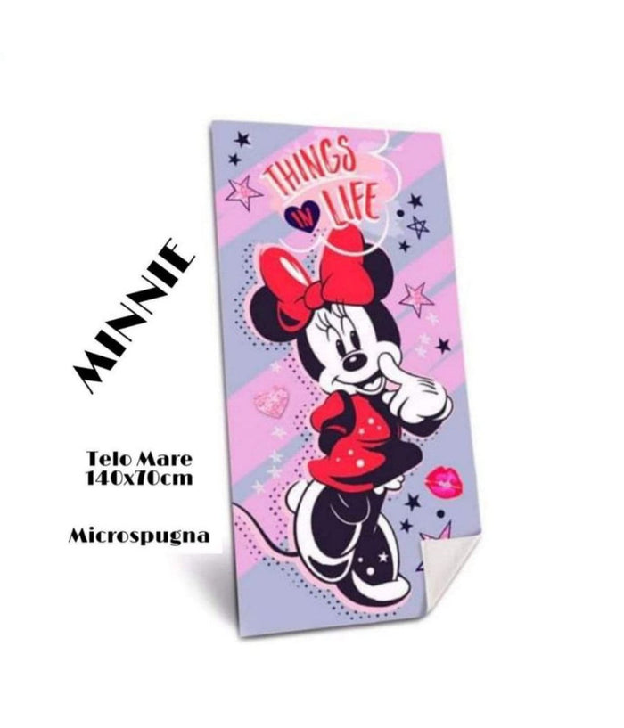 Telo Mare In Cotone 140*70 Asciugamano Mare Minnie Mouse + Sacca In Omaggio         