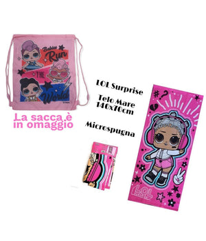 Telo Mare In Cotone 140*70 Asciugamano Mare Lol Surprise + Sacca In Omaggio         