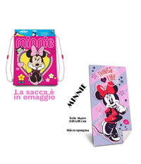 Telo Mare In Cotone 140*70 Asciugamano Mare Minnie Mouse + Sacca In Omaggio         