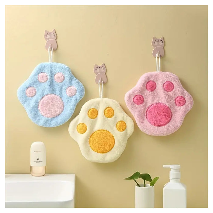 Trade Shop - Asciugamano Morbido Con Impronta Gatto Da Appendere Bagno Bambini Pulizia Casa 10777         