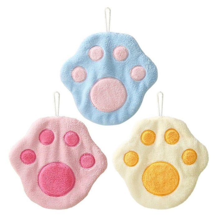 Trade Shop - Asciugamano Morbido Con Impronta Gatto Da Appendere Bagno Bambini Pulizia Casa 10777         