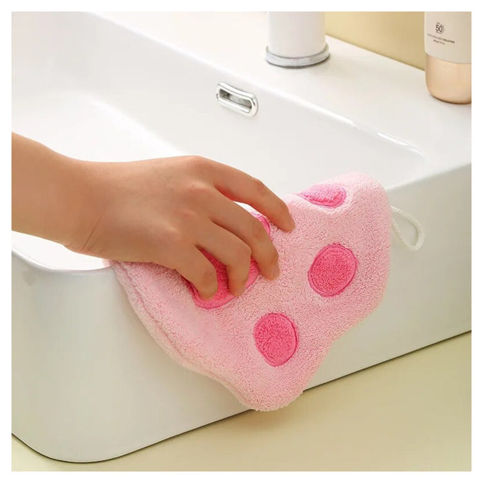 Trade Shop - Asciugamano Morbido Con Impronta Gatto Da Appendere Bagno Bambini Pulizia Casa 10777         