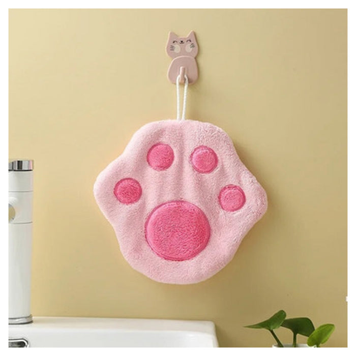 Trade Shop - Asciugamano Morbido Con Impronta Gatto Da Appendere Bagno Bambini Pulizia Casa 10777         