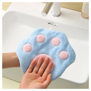 Trade Shop - Asciugamano Morbido Con Impronta Gatto Da Appendere Bagno Bambini Pulizia Casa 10777         