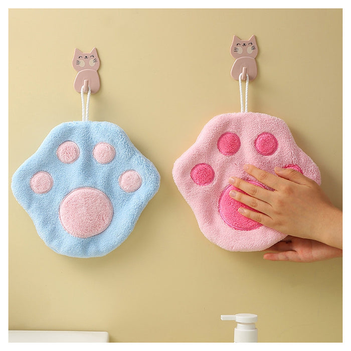 Trade Shop - Asciugamano Morbido Con Impronta Gatto Da Appendere Bagno Bambini Pulizia Casa 10777         
