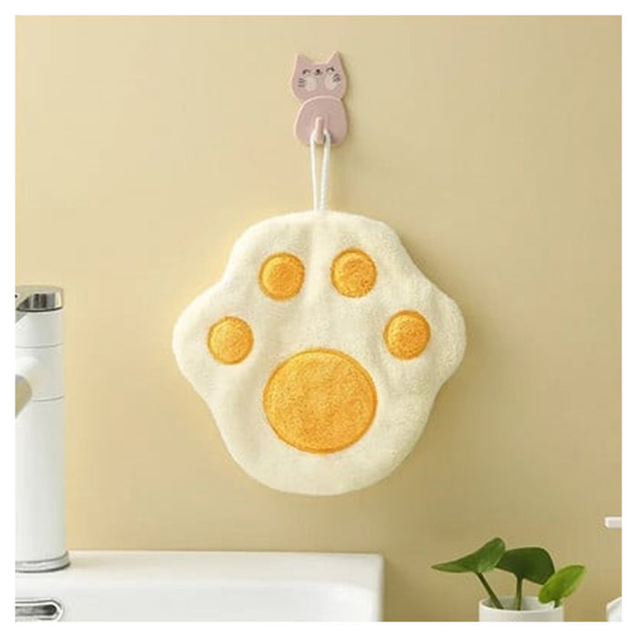 Trade Shop - Asciugamano Morbido Con Impronta Gatto Da Appendere Bagno Bambini Pulizia Casa 10777         