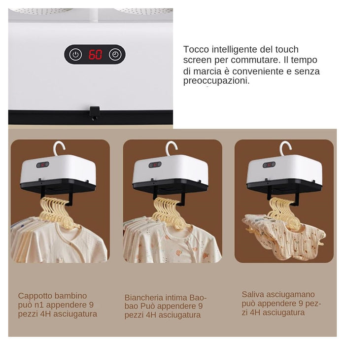 Trade Shop - Asciugatrice Piccola Portatile Per Bucato Vestiti Biancheria Bambini Uso Domestico         