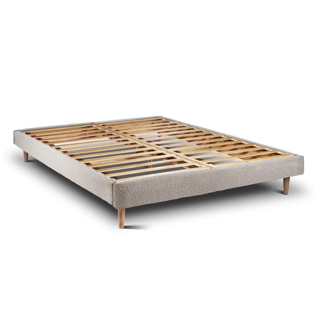 Letto 140x200 cm con testata imbottita - tessuto bouclé