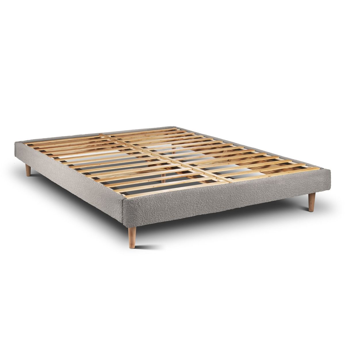 Letto 135x190 cm con testata imbottita - tessuto bouclé