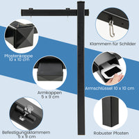 Palo per Cartelli Immobiliari da 183 cm, Palo per Cartelli di Vendita UPVC per Cartelli di Vendita Garage, in Affitto, Vendita Immobiliare, Braccio da 91 cm (Nero)