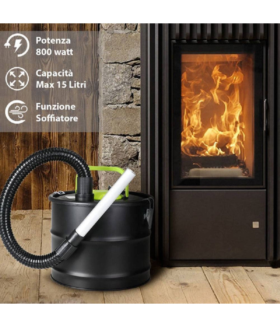 Aspiracenere Elettrico 800w Serbatoio Capacità  15lt Aspirapolvere Cenere 4887         