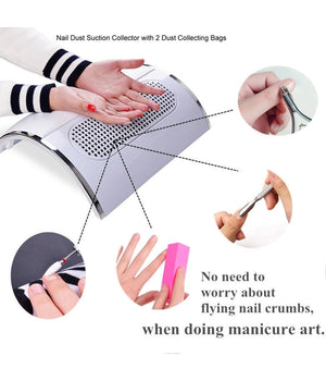 Aspiratore 3 Ventole Cromo Polvere Polveri Ricostruzione Unghie Nail Art Cuscino         