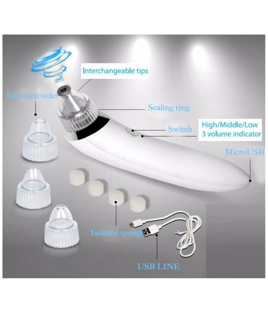 Aspiratore Rimuovere Punti Neri Ad Ultrasuoni Pulizia Viso Facciale Portatile         