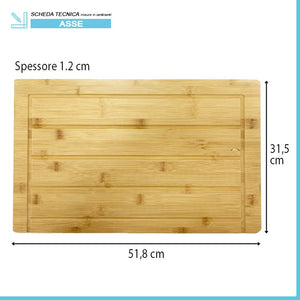 Asse di lavaggio in legno di bambù per lavatoio in resina da 60 cm