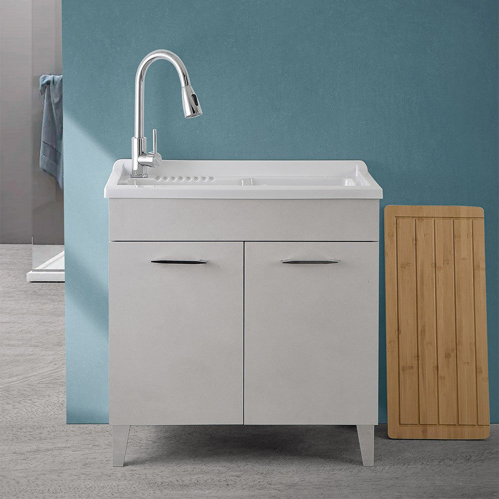 Asse di lavaggio in legno di bambù per lavatoio in resina da 80 cm