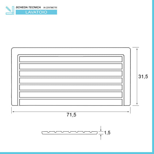 Asse di lavaggio in legno di bambù per lavatoio in resina da 80 cm