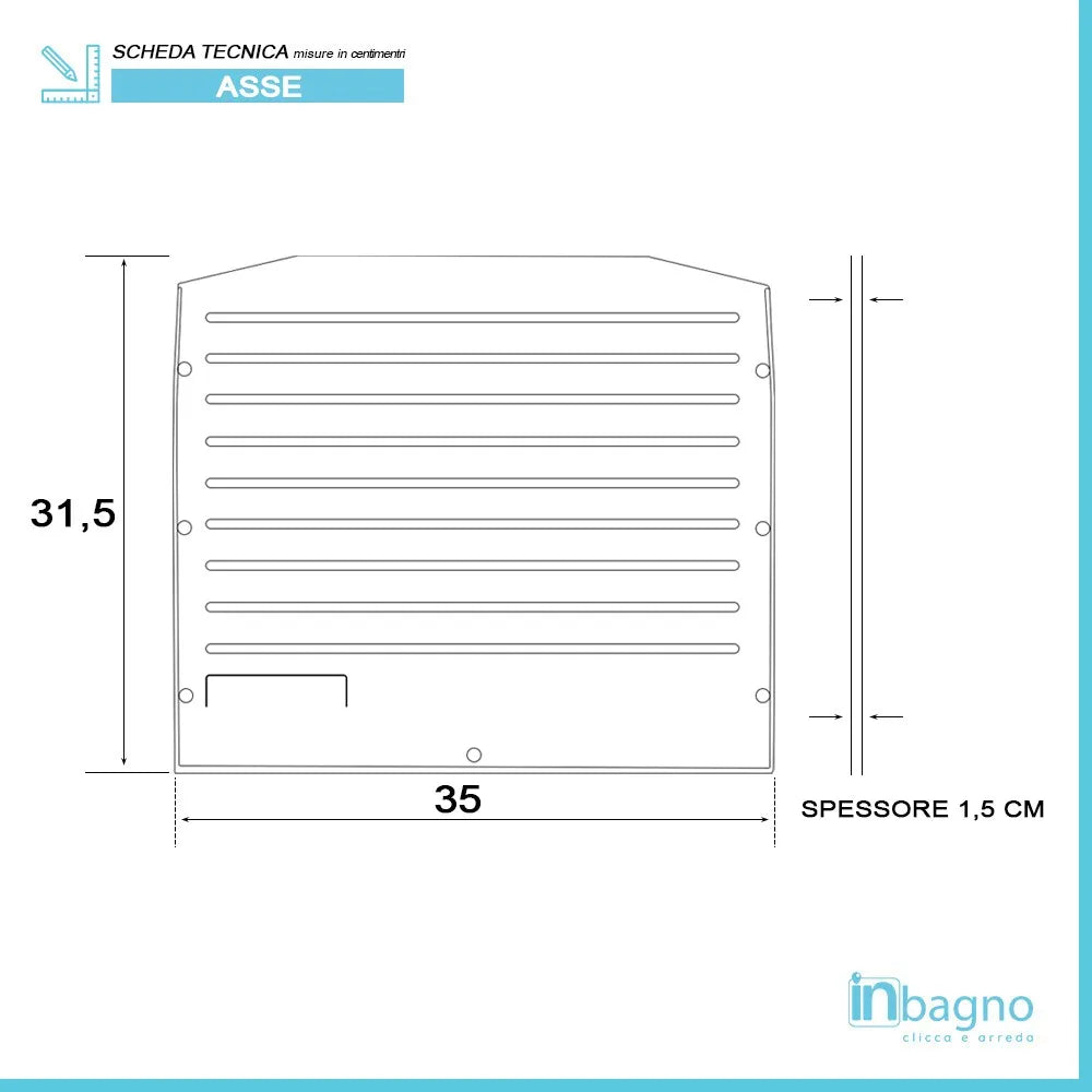 Asse lavapanni 35x31,5 cm in PVC per lavatoio in resina 45x50 cm