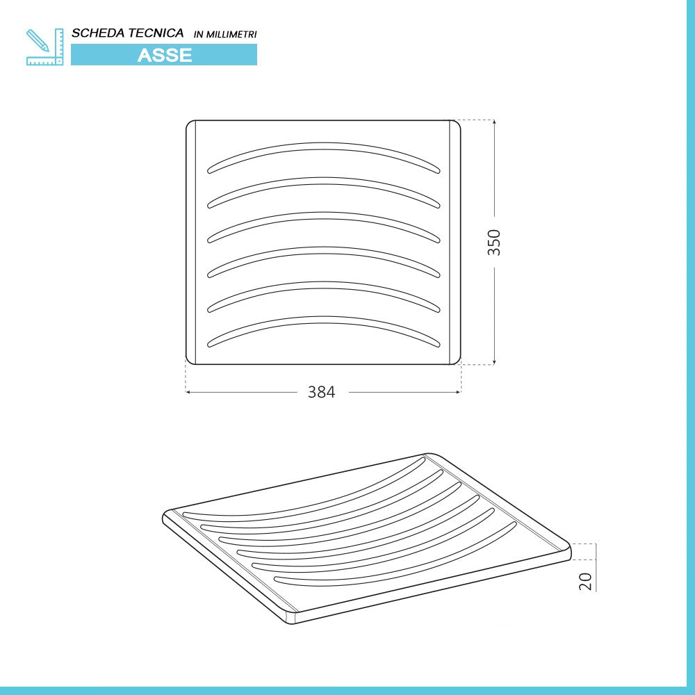 Asse lavapanni 38,4x35 cm in PVC per lavatoio in resina 45x50 cm