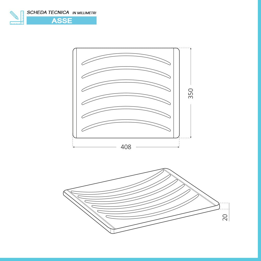 Asse lavapanni 41x35 cm in PVC per lavatoio in resina 50x50 cm