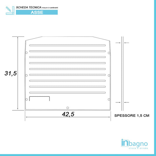 Asse lavapanni 42,5x31,5 cm in PVC per lavatoio in resina 50x50 cm