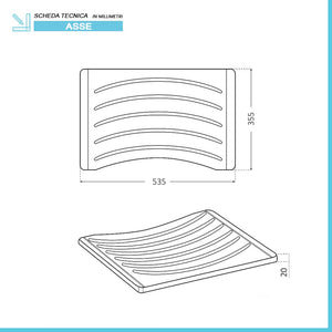 Asse lavapanni 53,5x35,5 cm per lavatoio in resina 60x60 e 60x50 cm