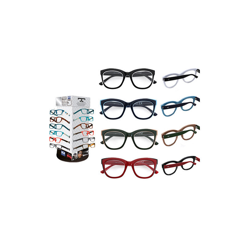 Assortimento 24 occhiali da lettura De Tomaso – Diottria +2.9 – Design unisex – Comfort visivo