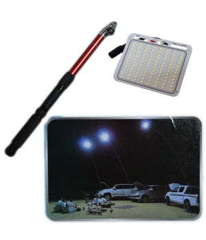 Asta Allungabile 3,6 Mt Pannello Led Smd 96 Led Luce Bianca 48w Pesca Campeggio         