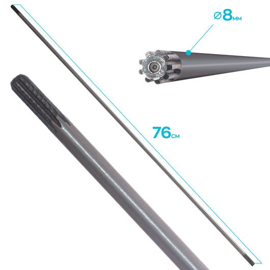 Prolunga Di Ricambio Per Decespugliatori E Tagliarami: Asta Esterna Da Ø26X745 Mm + Trasmissione A 9 Denti Da Da Ø8X760Mm + Connettore Rapido