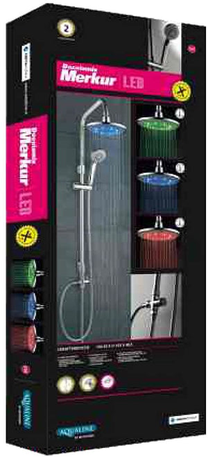 Asta Doccia Mix MERKUR LED in acciaio cromato e ABS anticalcare - NO BRAND