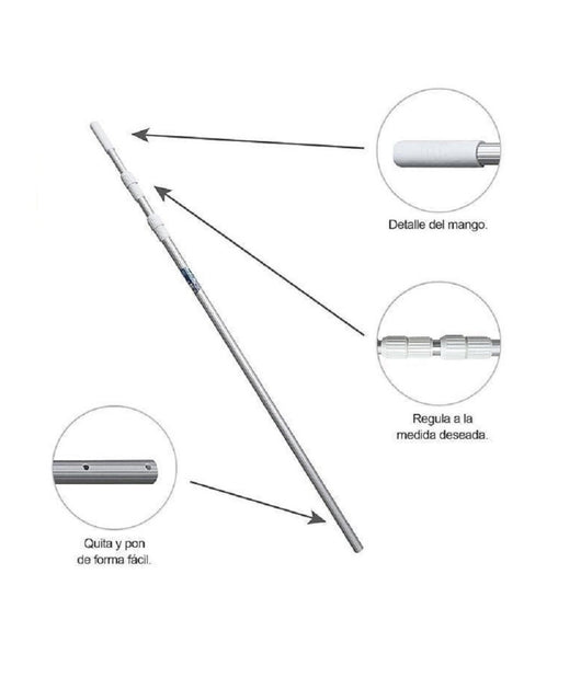Trade Shop - Asta Manico Telescopico Da 360 Cm In Allumino Per Retino Pulizia Piscina 42399 -