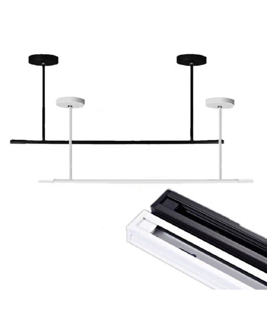 Asta Regolabile Per Faretti A Binario Elettrico Staffa A Soffitto 1 Mt T-100cm         